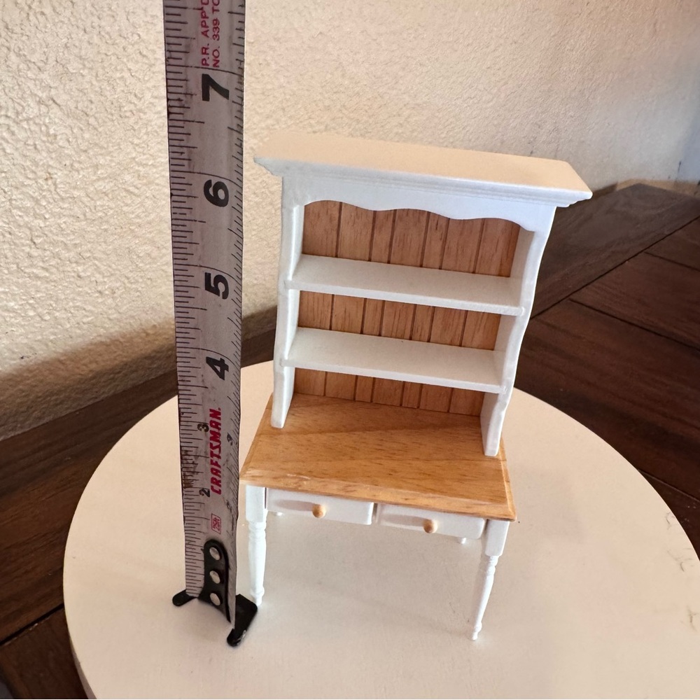 Vintage dollhouse furniture wood hutch desk cabinet - Picture 4 of 5